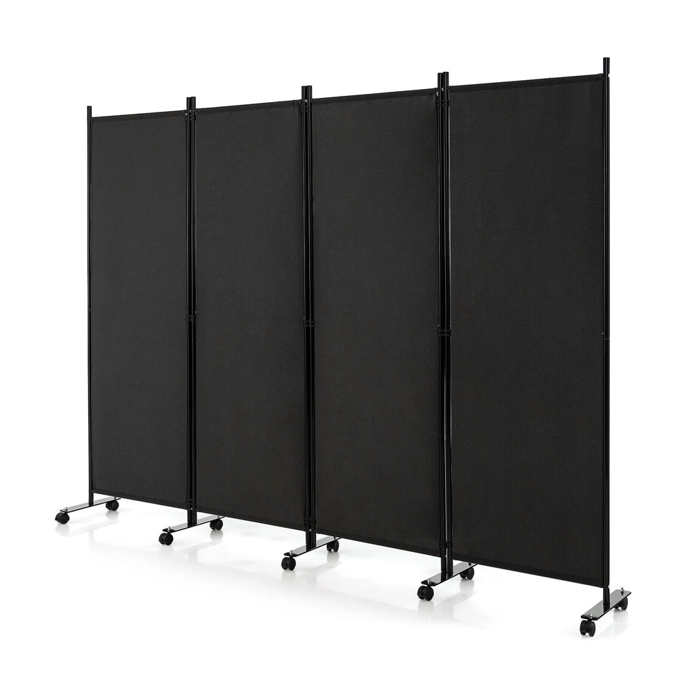 Rumsavdelare på hjul med 4 paneler H173 cm - Svart / Mobil rumsavdelare med hjul