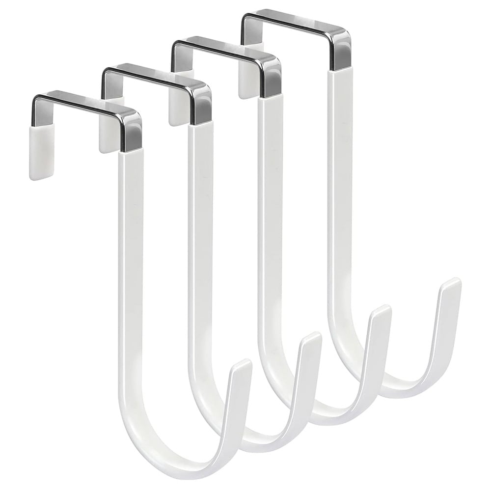 Dörrkrok med gummi 4-pack - Vit / dörrhängare med gummiskydd