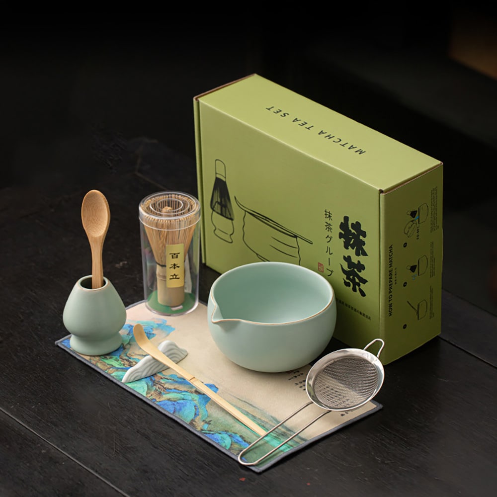 RuYao Matcha Tea Set / RuYao matchaset med 8 delar / matcha-set med Ru Yao-skål och chasen