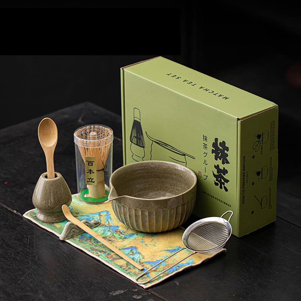 Matcha Tea Set / Chrysanthemum matchaset med 8 delar / matcha-set med krysantemumskål