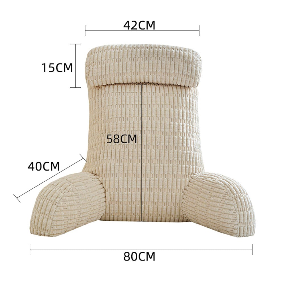 Ryggkudde med armstöd 80 x 58 x 42 cm / sängkudde för sittande / beige kudde