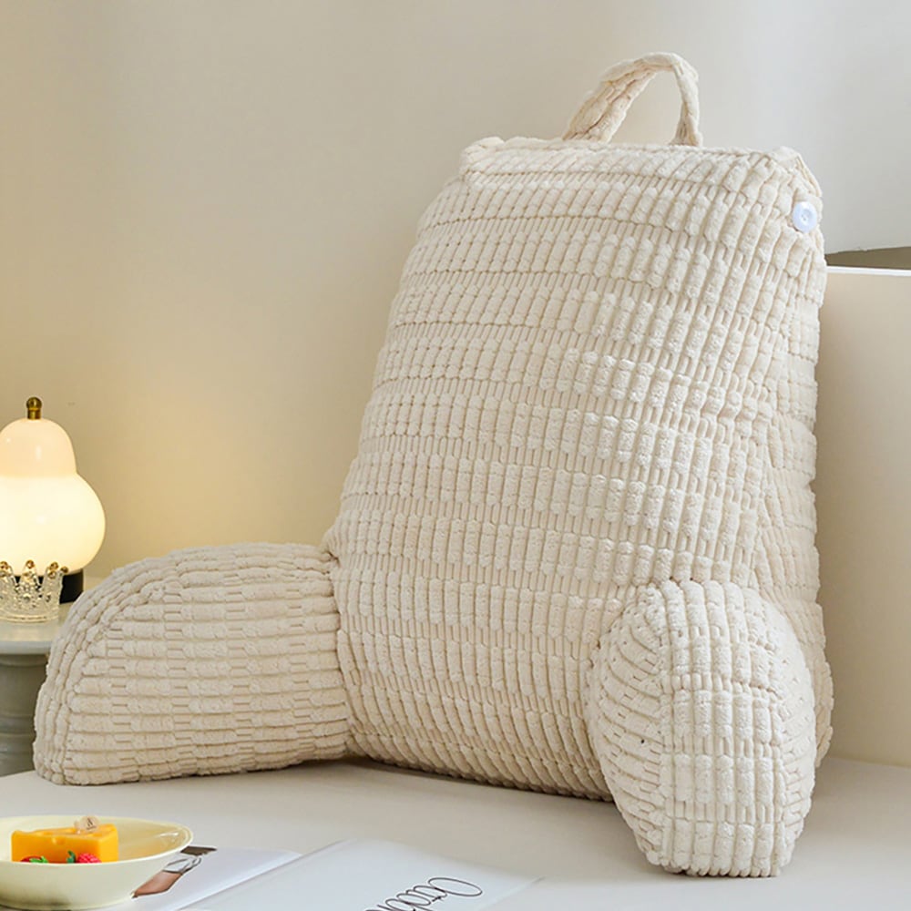 Ryggkudde med armstöd 80 x 58 x 42 cm / sängkudde för sittande / beige kudde