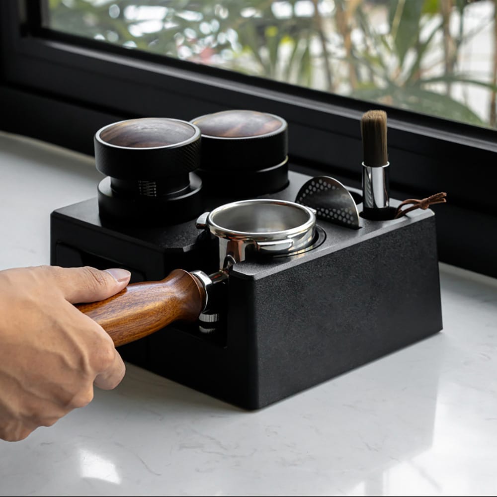Tampingstation för espresso 18,4 x 16,2 x 7,5 cm / tamperhållare / hållare för kaffetillbehör