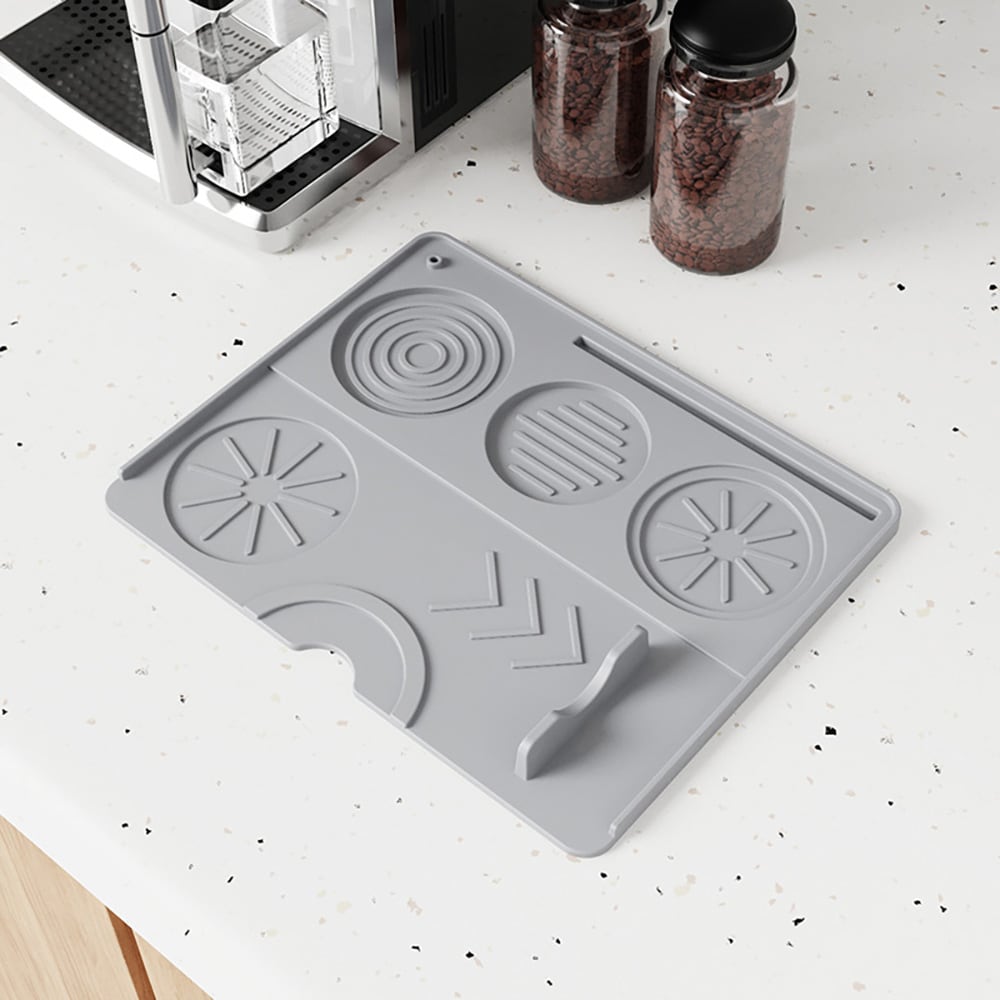 Tampermatta i silikon 25x20cm - Grå / Kaffetampermatta / Espressomatta för tampning