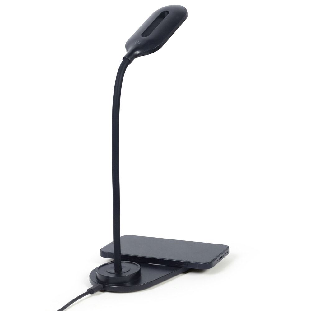 Skrivbordslampa med trådlös laddare / Qi-laddare 10 W / svart bordslampa med 3 ljuslägen / LED-lampa