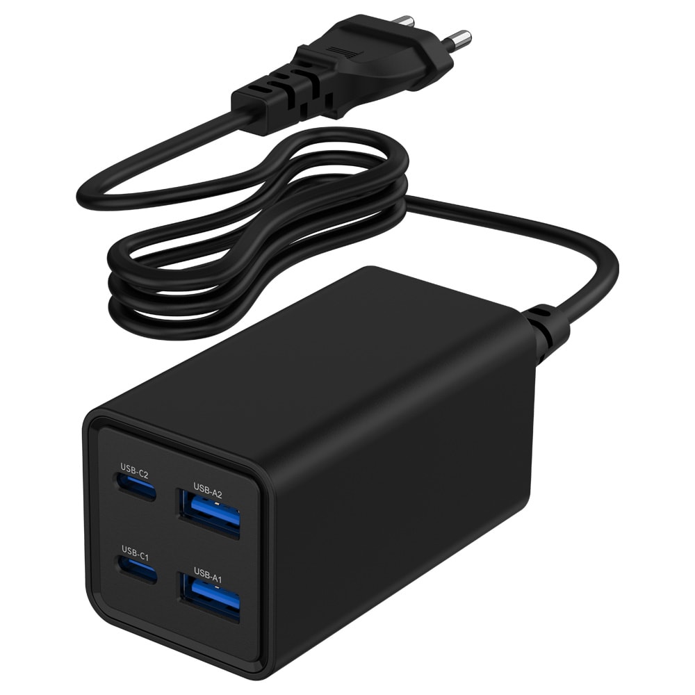 65 W GaN USB-laddare med 2 x USB-C och 2 x USB / GaN-laddare med fyra portar