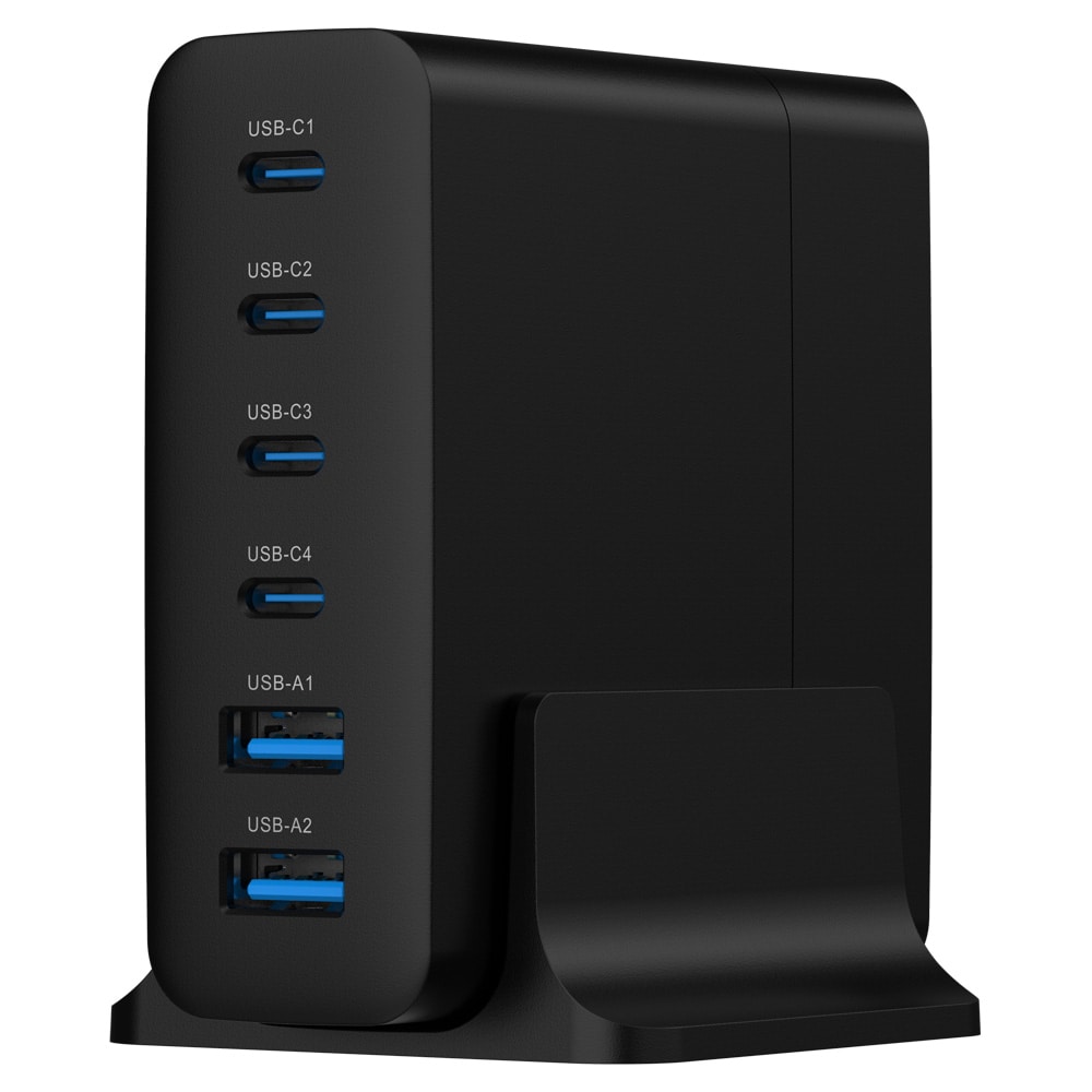 75 W laddstation med 4 x USB-C och 2 x USB / GaN-laddstation med sex portar