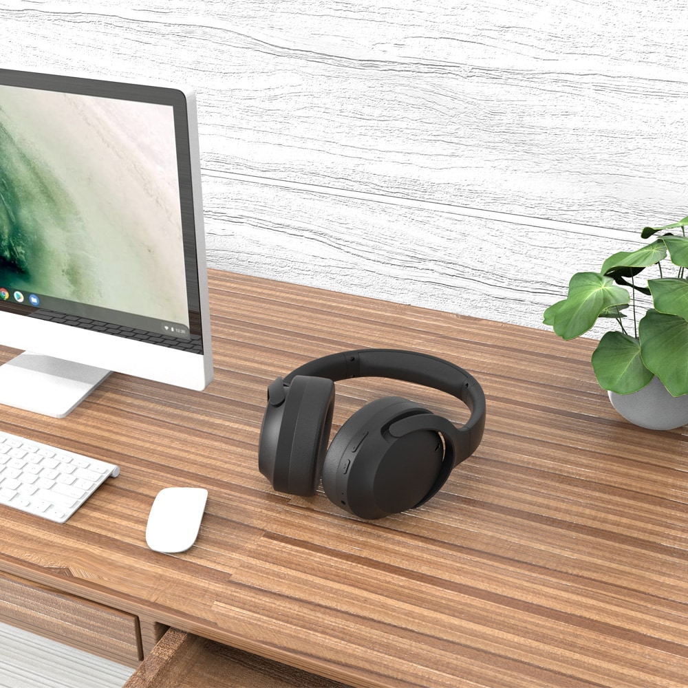 Bluetooth-hörlurar med ANC / trådlösa hörlurar med mikrofon / svart brusreducerande headset