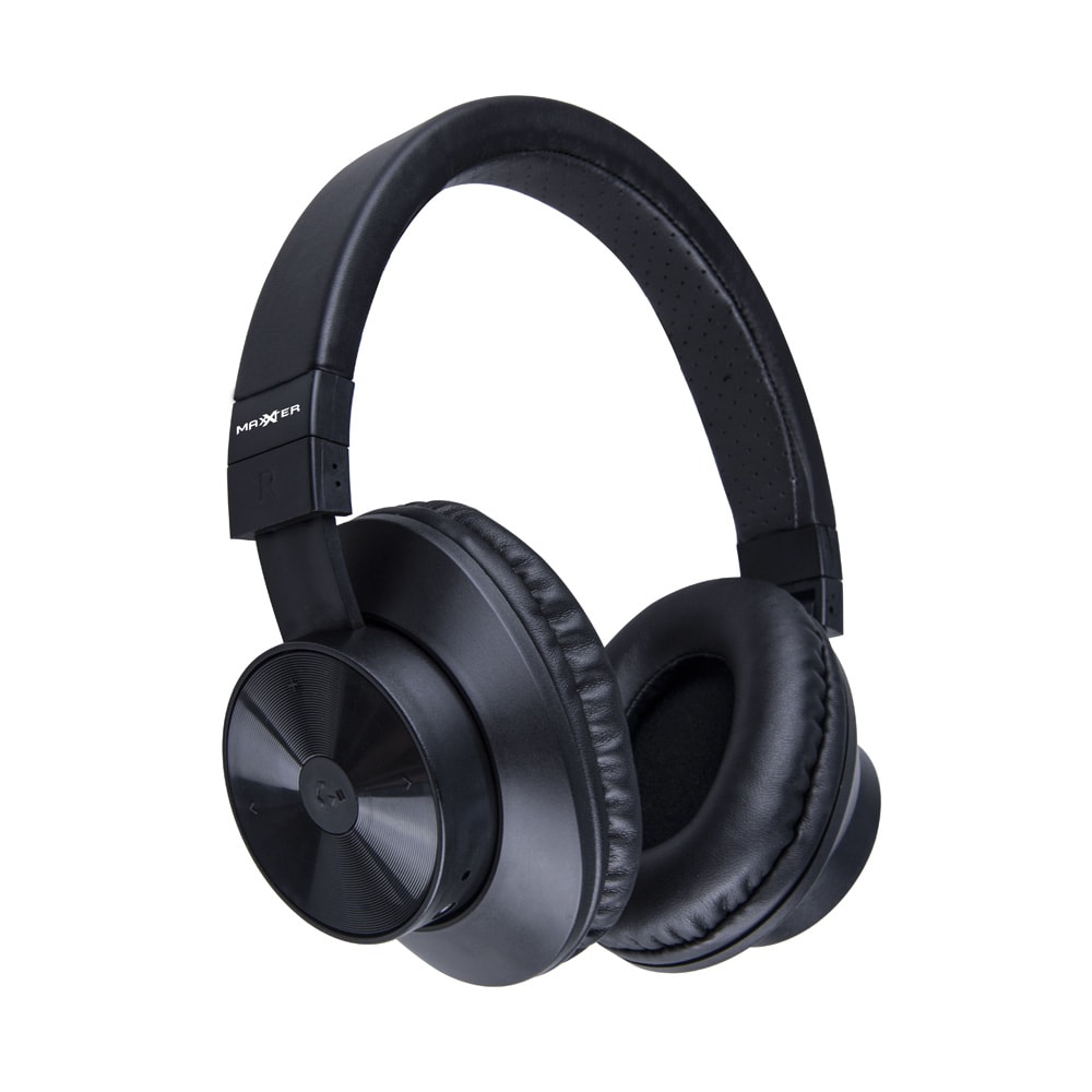 Maxxter Bluetooth-hörlurar med mikrofon / trådlöst stereoheadset / svarta hörlurar med 5 timmars speltid