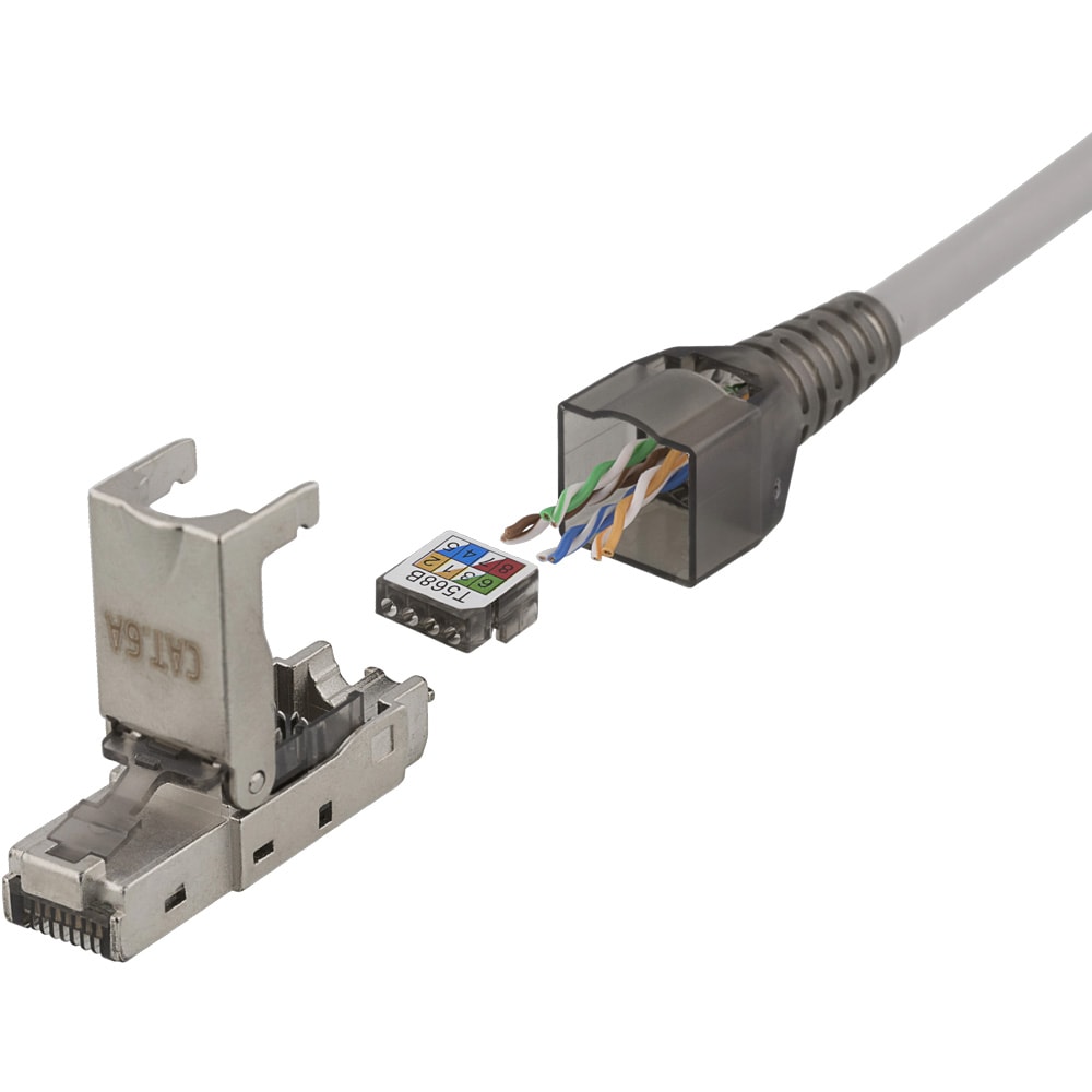 Deltaco RJ45 kontaktdon Cat6A / RJ45-kontakt för Cat6A-kabel / Verktygsfri RJ45-plugg