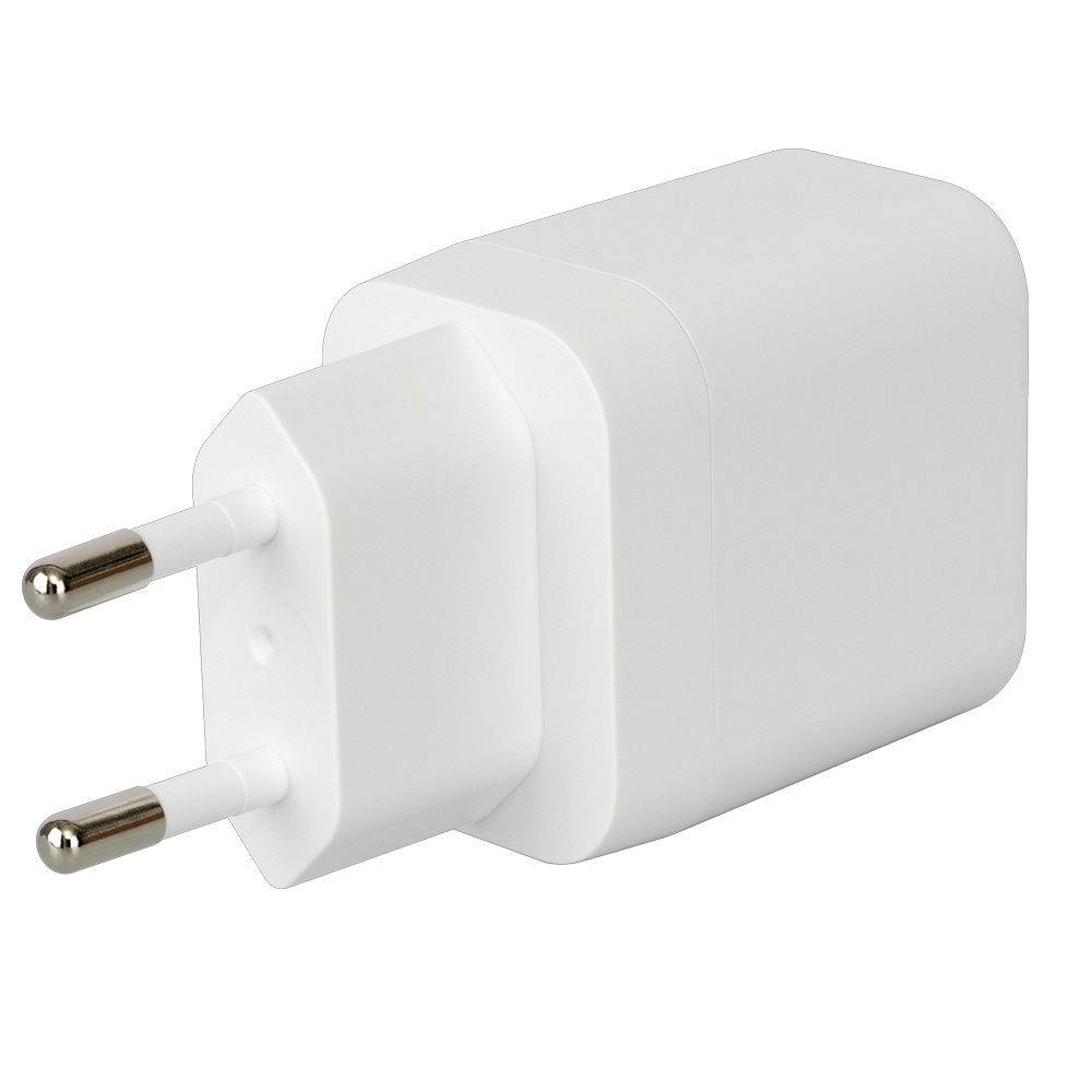 Deltaco USB GaN-väggladdare med 1 x USB 30 W, 1 x USB-C PD 35 W / GaN-laddare med USB-A och USB-C