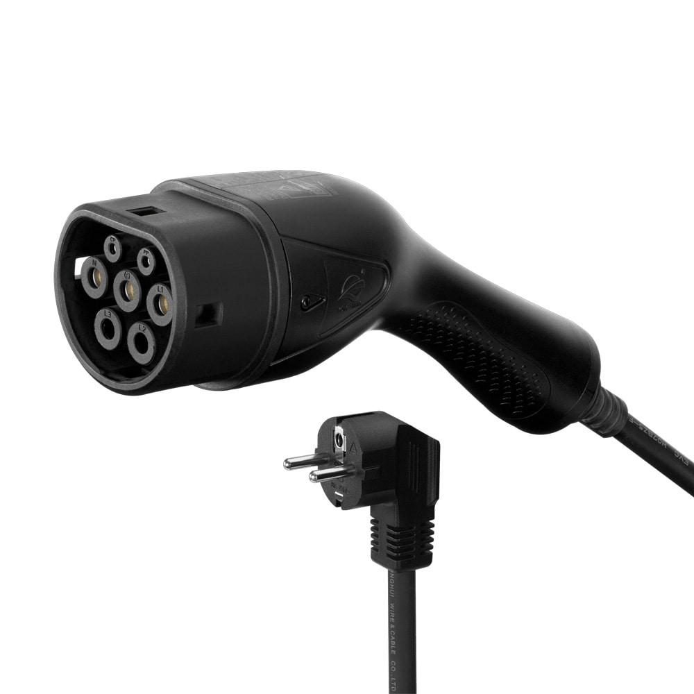 Schuko–Type 2 -latauskaapeli sähköautoon / Mode 2 EV-kaapeli 6–16 A 3,5 kW / 5,5 m latauskaapeli