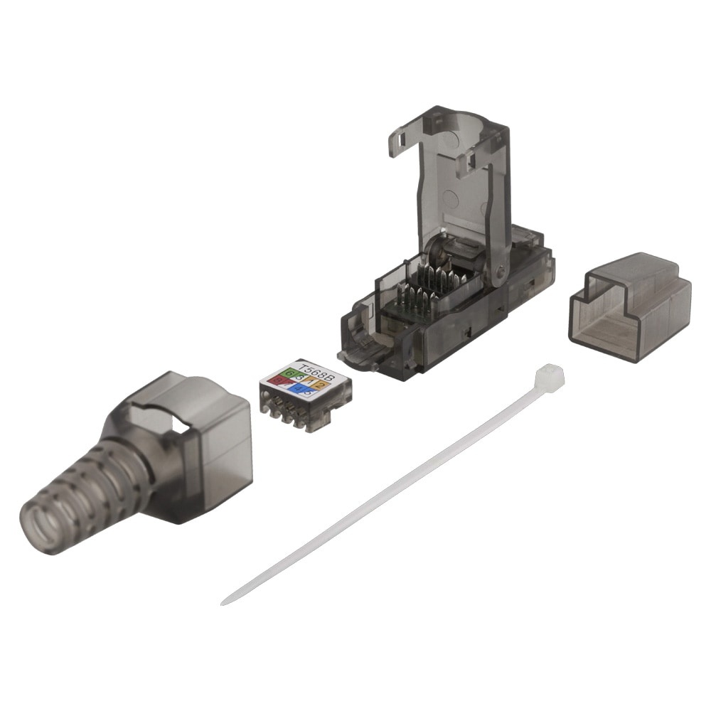 Deltaco RJ45 kontaktdon Cat6A / Verktygsfri RJ45-plugg Cat6A / RJ45-hankontakt för 10 Gbps
