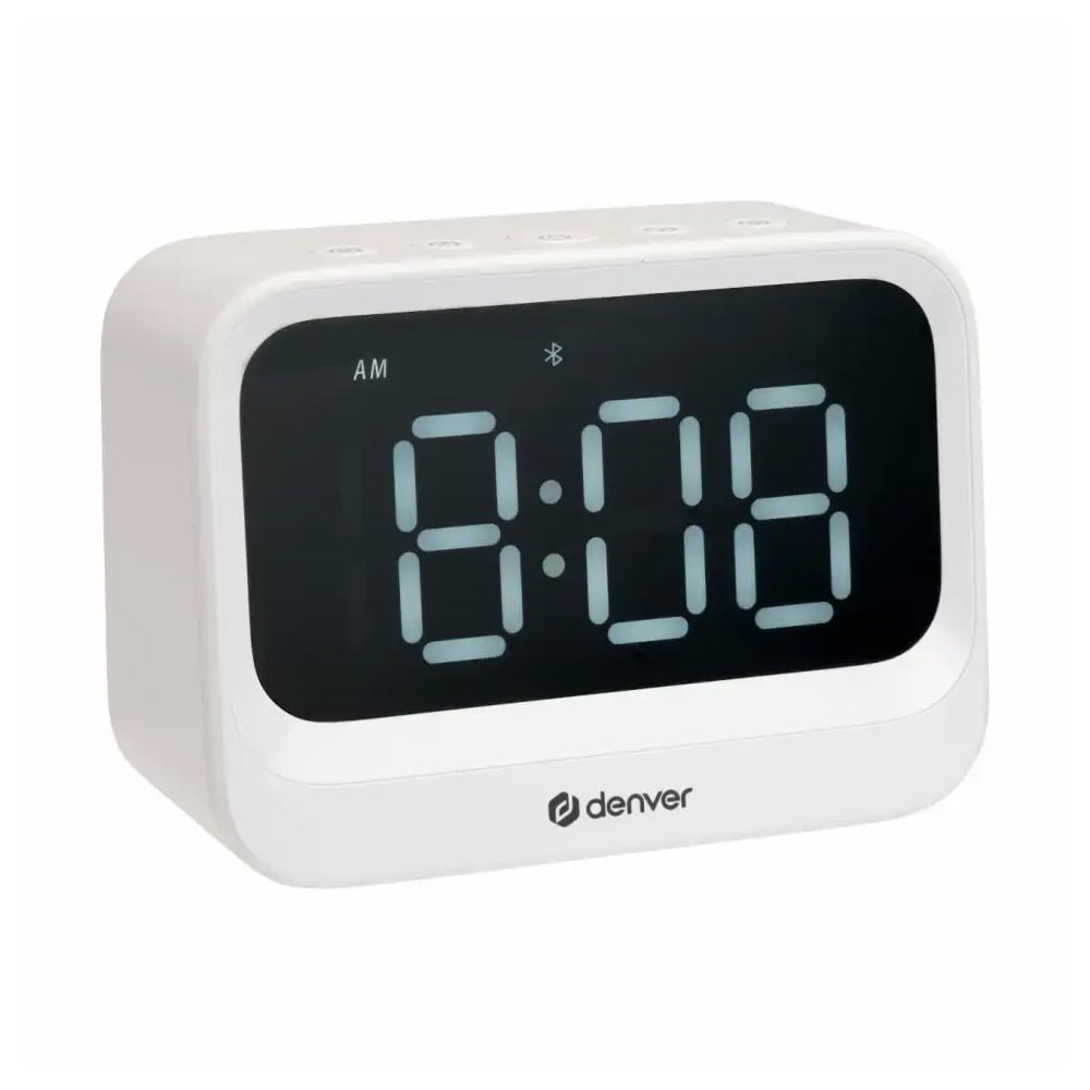 Denver EC-54W väckarklocka med Bluetooth-högtalare - Vit / Digital alarmklocka