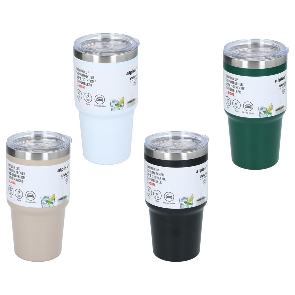 Alpina Termosmugg i rostfritt stål 600ml / resemugg med lock 600 ml