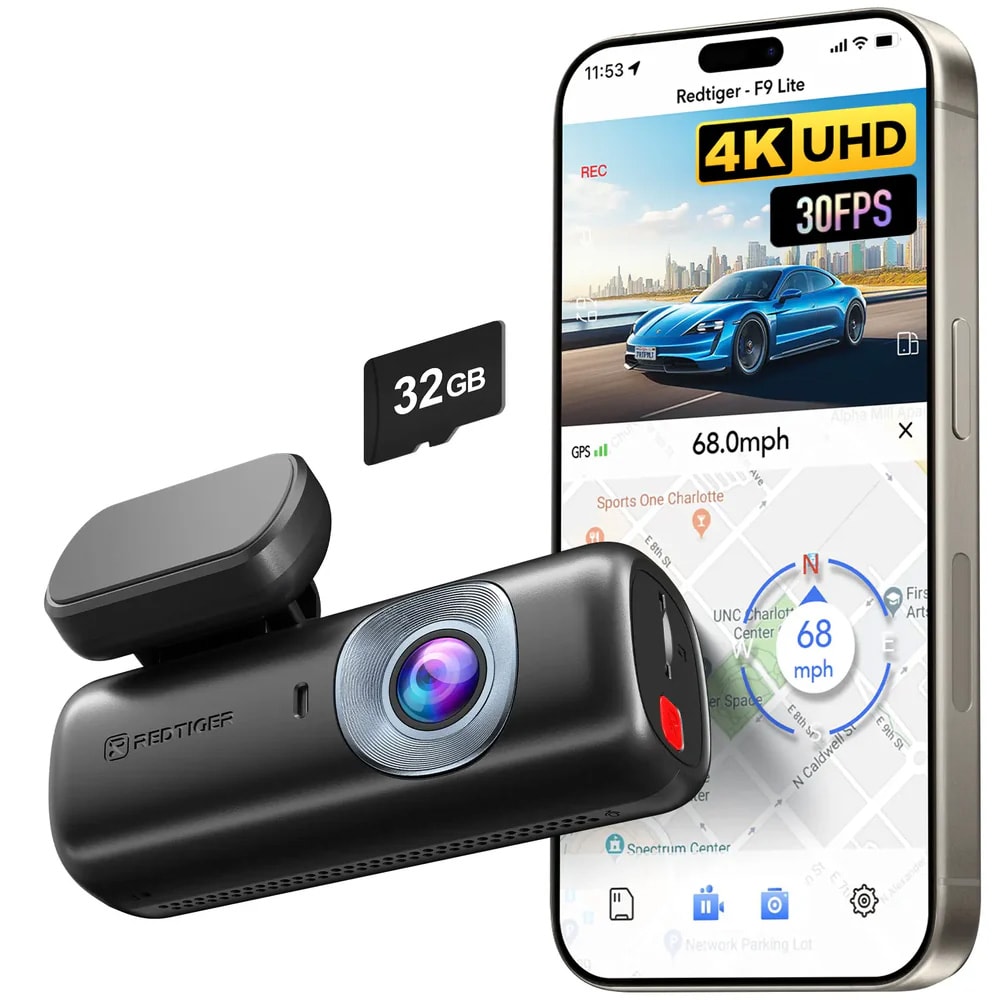 RedTiger F9 Lite Dashcam / 4K-bilkamera med GPS och WiFi / dashcam med ADAS
