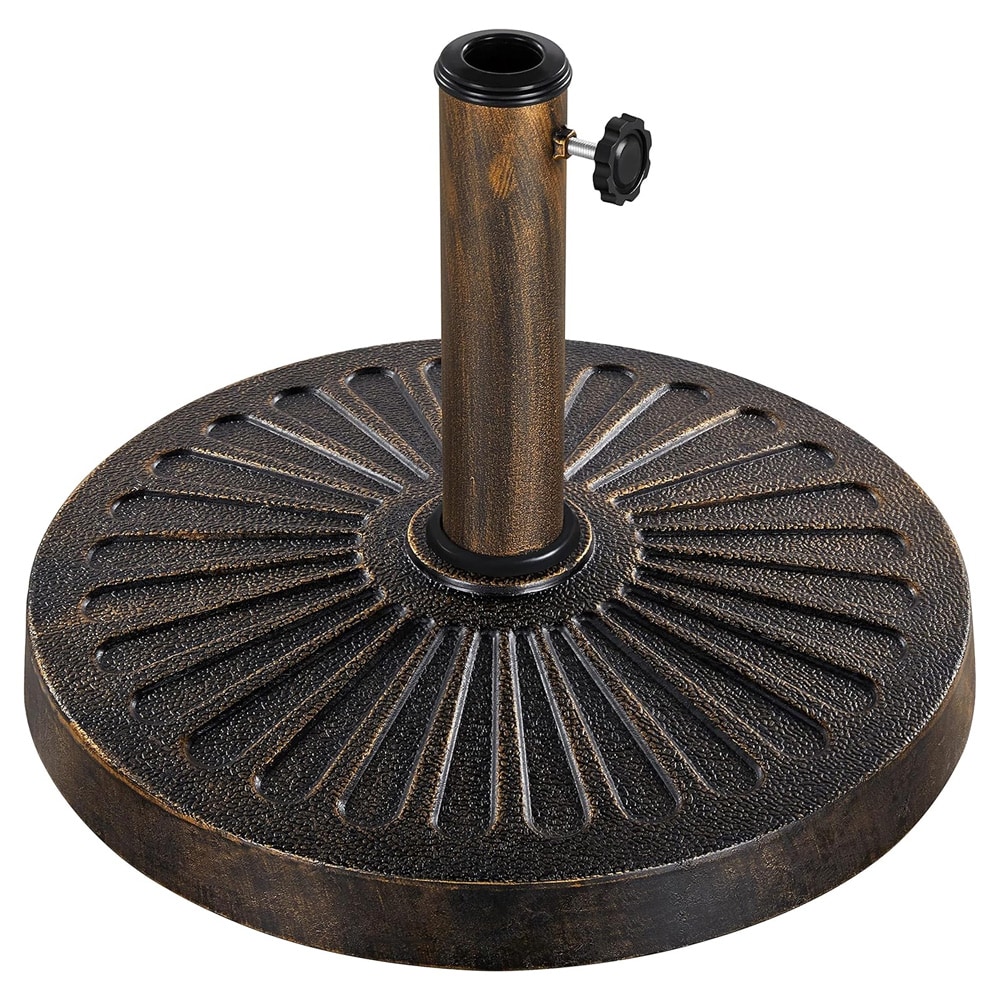 Parasollfot för 38 och 48 mm parasollstång / rund parasollbas Ø 46 cm / bronsfärgat parasollställ 14 kg