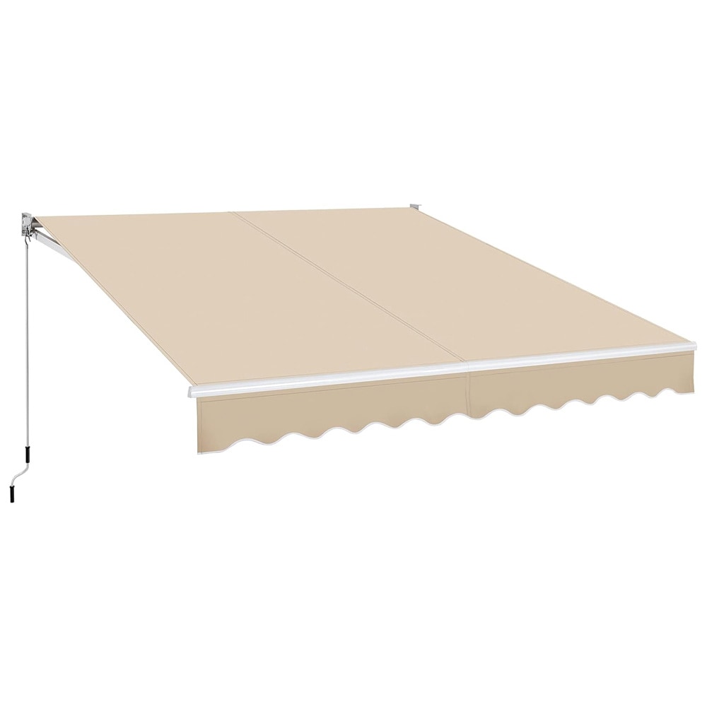 Markis 300 x 250 cm / infällbar solmarkis med vev / beige terrassmarkis med väggfäste och handvev
