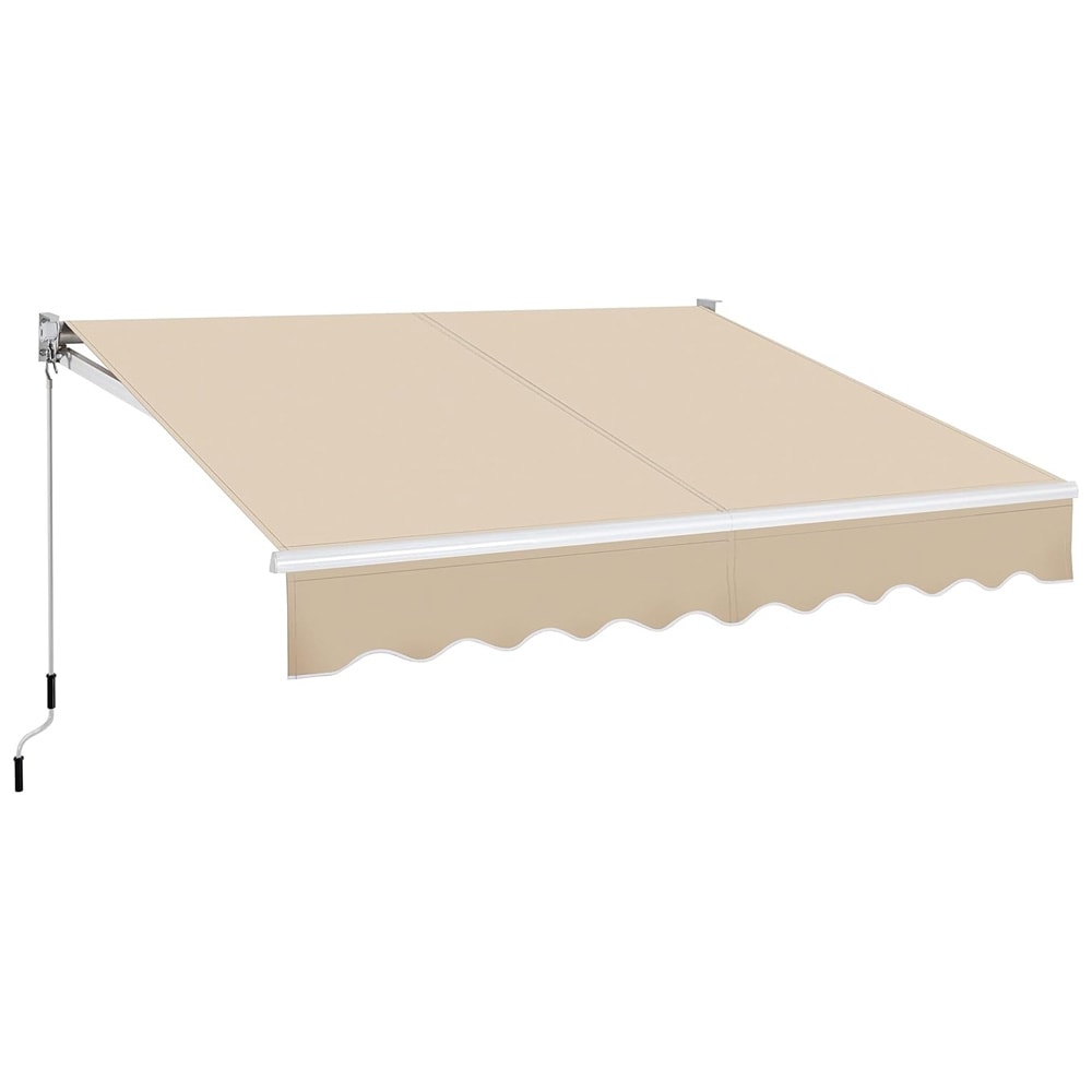 Markis 250 x 200 cm / infällbar solmarkis med vev / beige terrassmarkis med väggfäste och handvev