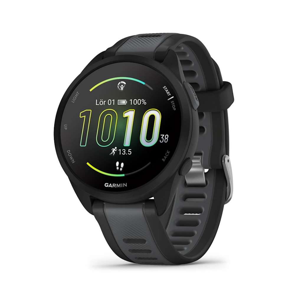 Garmin Forerunner 165 GPS smartwatch / löparklocka med pulsmätning / svart pulsklocka med AMOLED-skärm