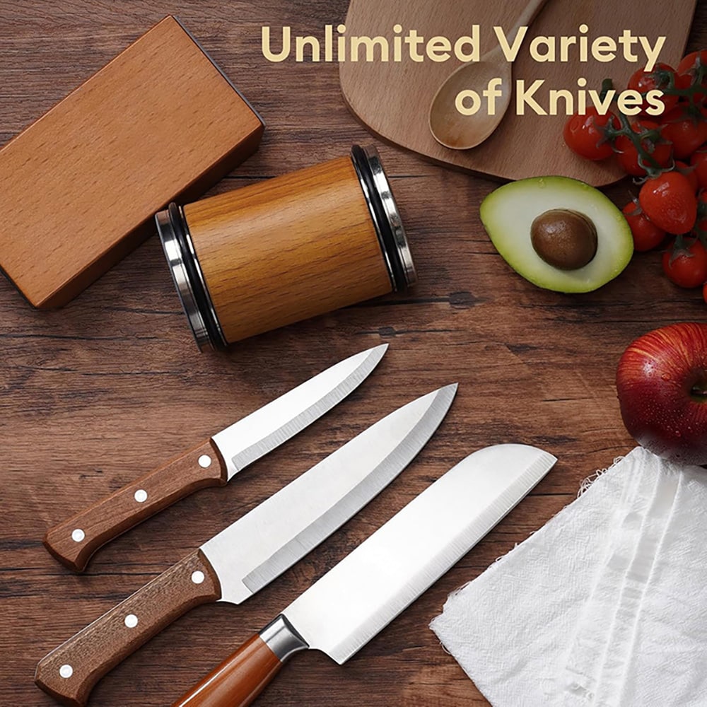 Rullende knivsliber med vinkelstøtte / diamantknivsliber med 6 slibeskiver / knivsliber i træ og aluminium