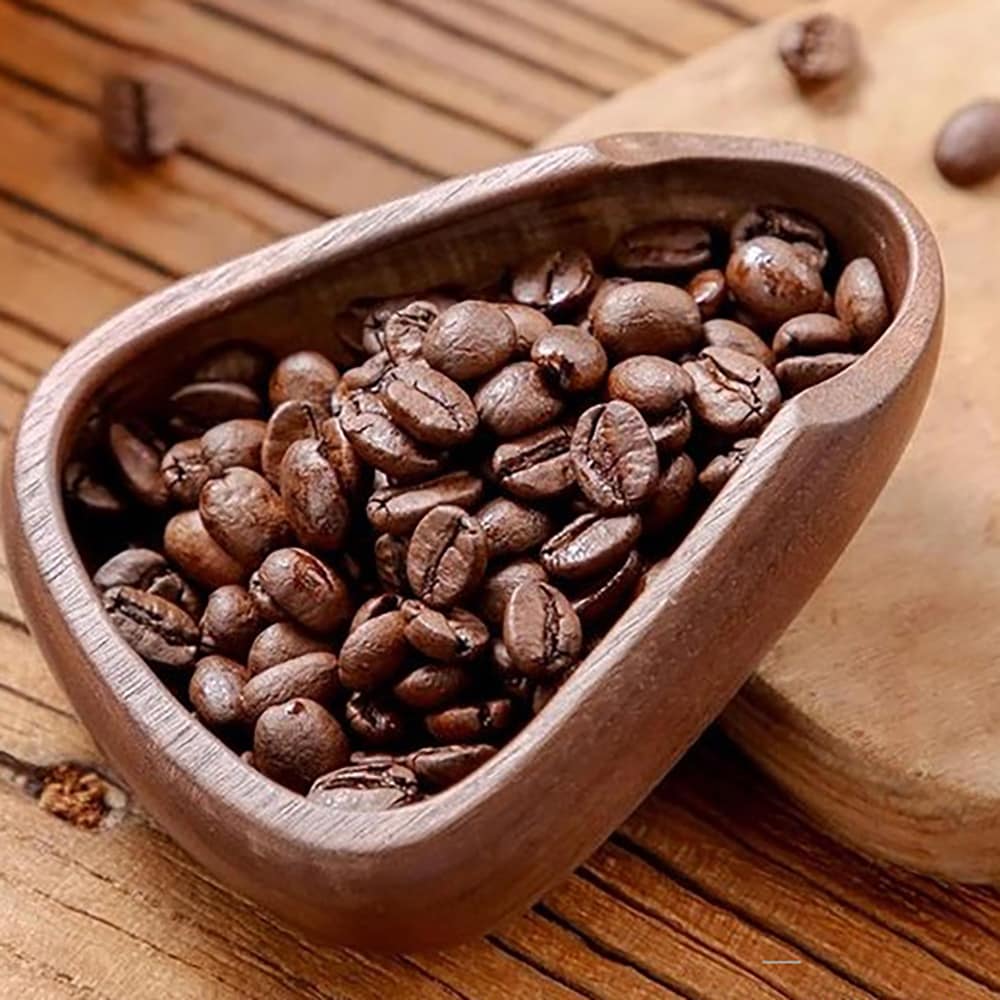 Vägkopp i valnötsträ för kaffebönor / Kaffevågskopp / Vågskål för kaffebönor