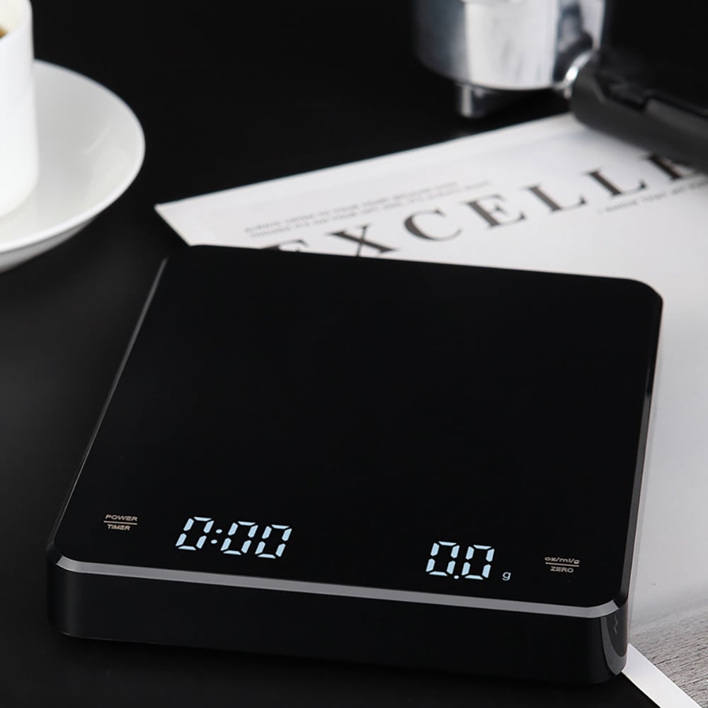 Kaffevægt med USB-C 3 kg / digital espressovægt med 0,1 g præcision / vægt med timer