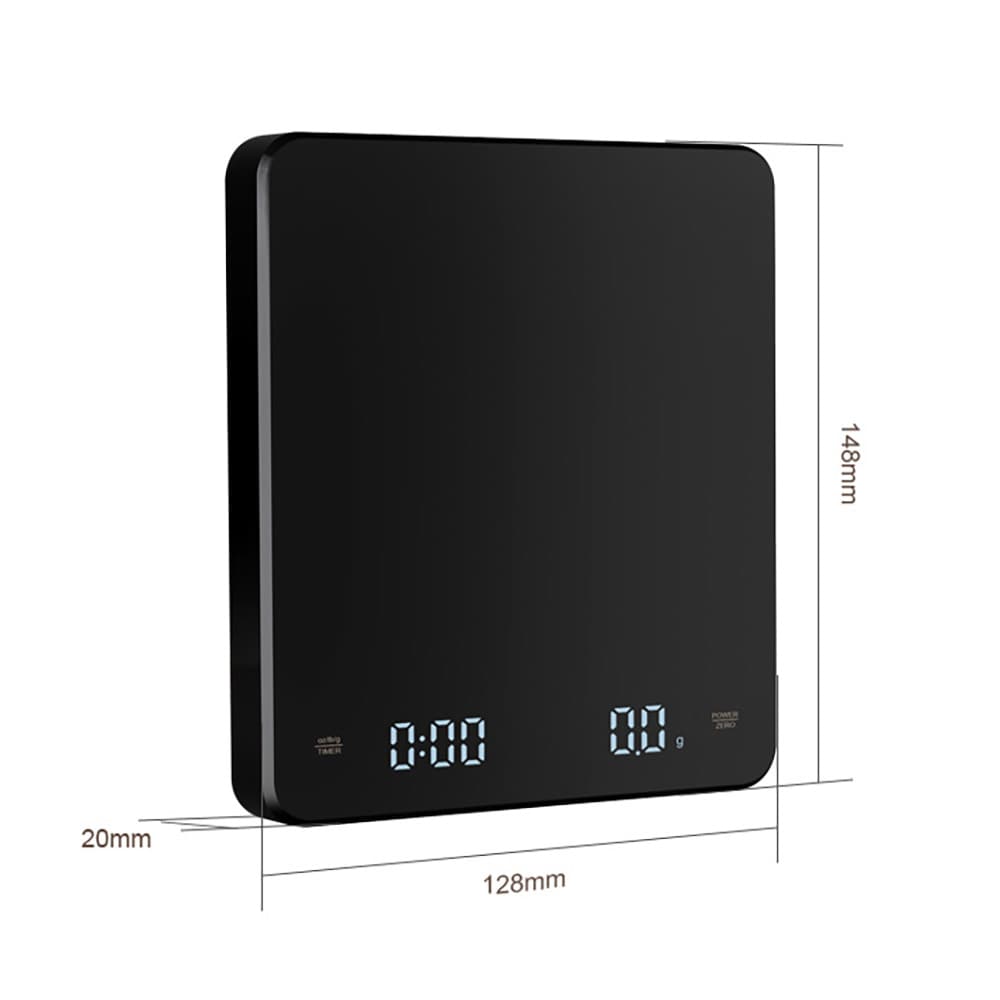Kaffevægt med USB-C 3 kg / digital espressovægt med 0,1 g præcision / vægt med timer