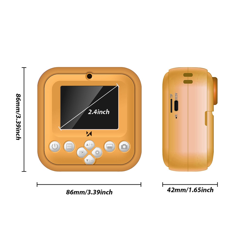 Wozinsky barnkamera med skrivare / instantkamera för barn / termisk kamera orange