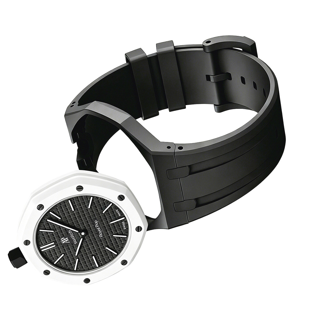 Silikonarmband och skyddskal till AP x Swatch Royal Pop 12 O'clock - Svart