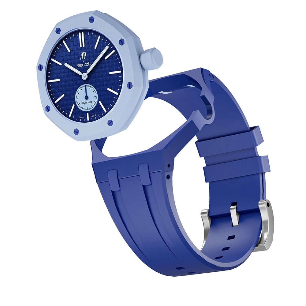 Silikonarmband och skyddskal till AP x Swatch Royal Pop 3 O'clock  -  Mörkblå