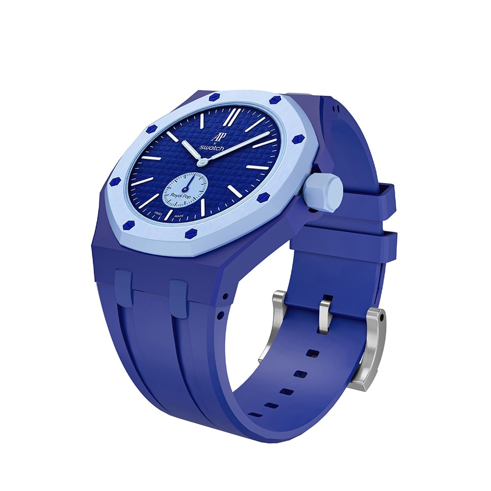 Silikonarmband och skyddskal till AP x Swatch Royal Pop 3 O'clock  -  Mörkblå