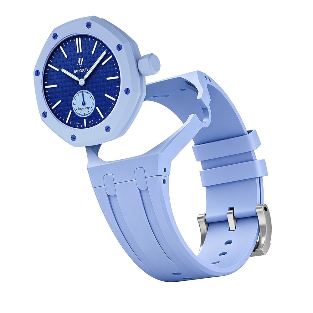 Silikonarmband och skyddskal till AP x Swatch Royal Pop 3 O'clock - Ljusblå