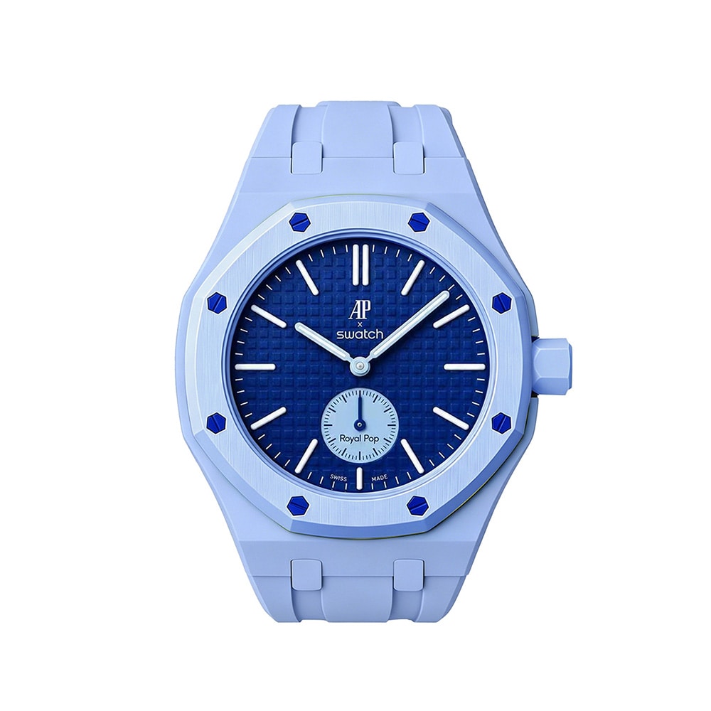 Silikonarmband och skyddskal till AP x Swatch Royal Pop 3 O'clock - Ljusblå