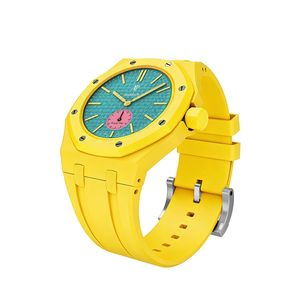 Silikonarmband och skyddskal till AP x Swatch Royal Pop 3 O'clock - Gul