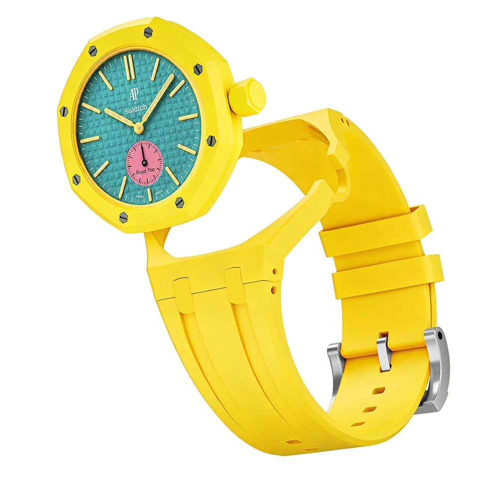 Silikonarmband och skyddskal till AP x Swatch Royal Pop 3 O'clock - Gul
