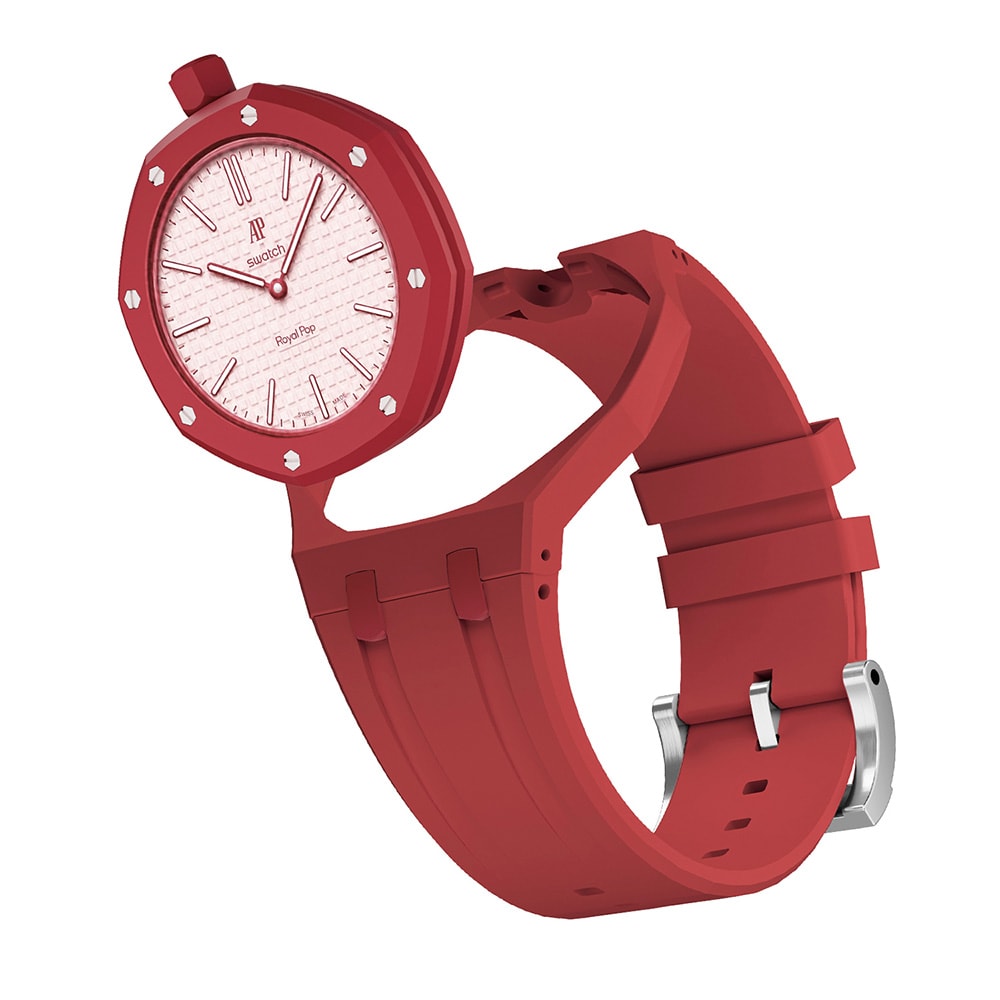 Silikonarmband och skyddskal till AP x Swatch Royal Pop 12 O'clock - Röd