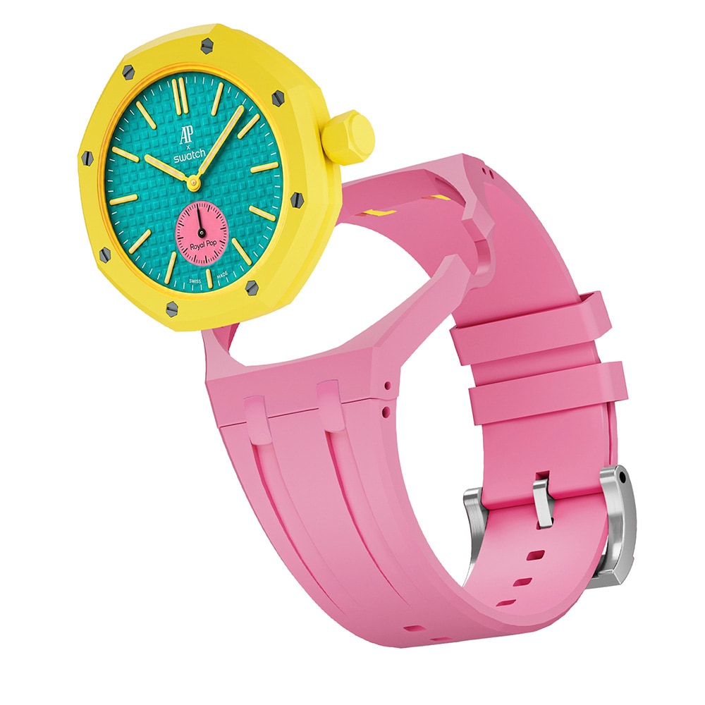 Silikonarmband och skyddskal till AP x Swatch Royal Pop 3 O'clock  -  Rosa