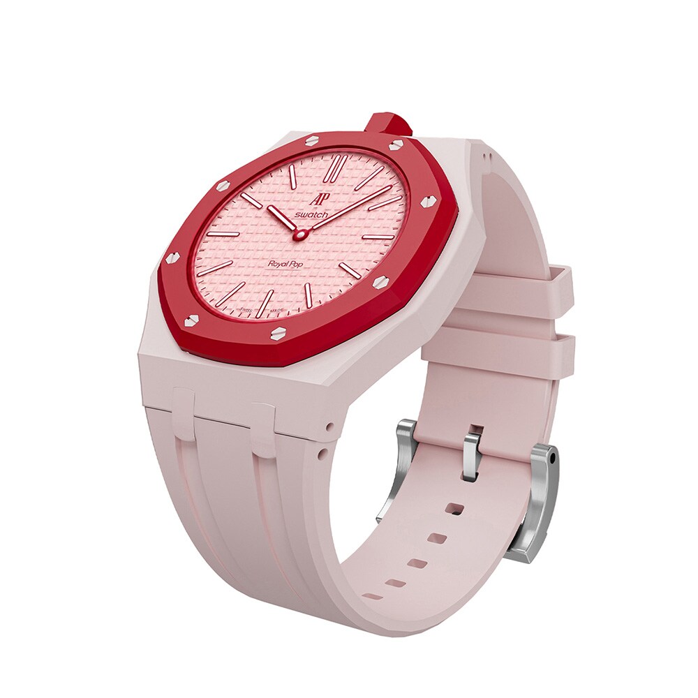 Silikonarmband och skyddskal till AP x Swatch Royal Pop 12 O'clock - RosaBeige