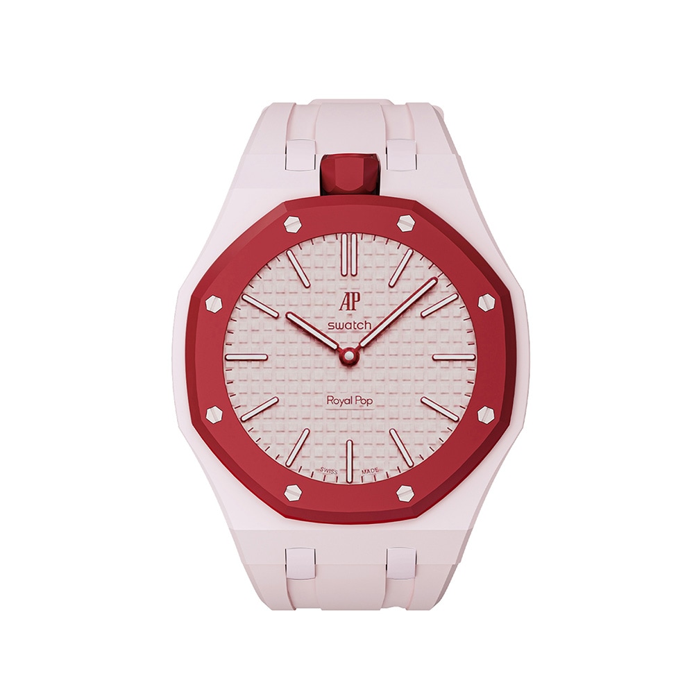 Silikonarmband och skyddskal till AP x Swatch Royal Pop 12 O'clock - RosaBeige