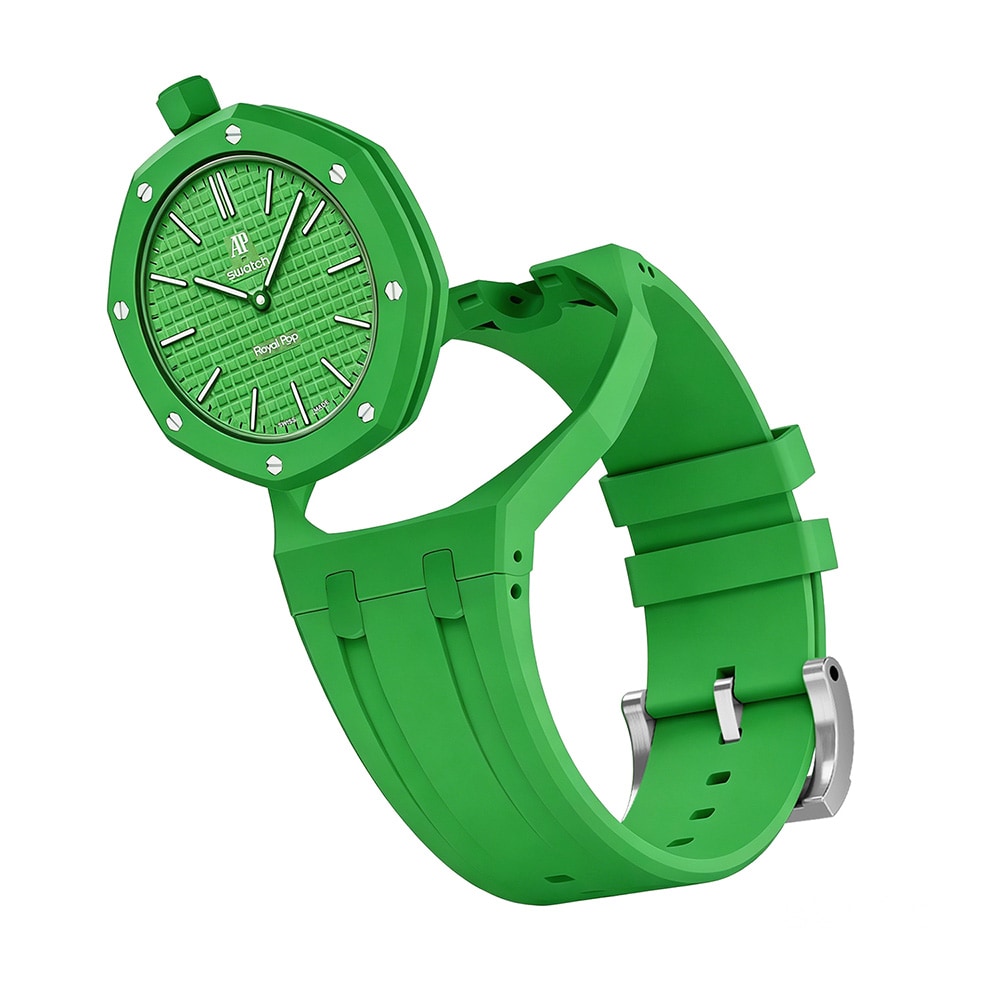 Silikonarmband och skyddskal till AP x Swatch Royal Pop 12 O'clock - Grön