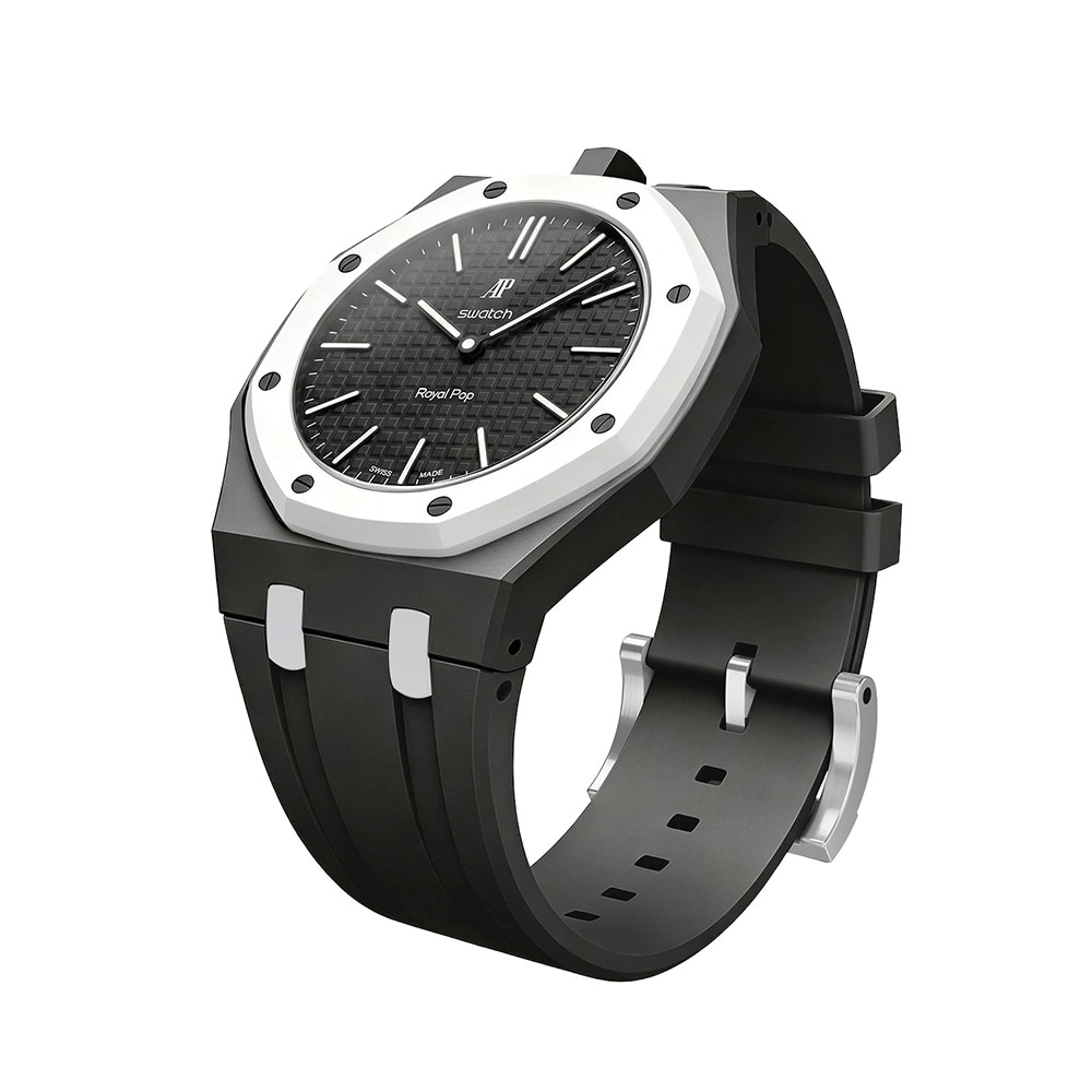 Silikonarmband och skyddskal till AP x Swatch Royal Pop 12 O'clock - Svart