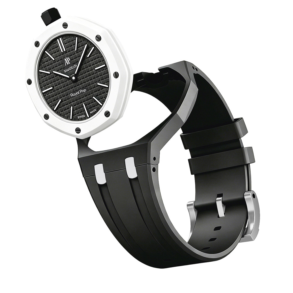 Silikonarmband och skyddskal till AP x Swatch Royal Pop 12 O'clock - Svart