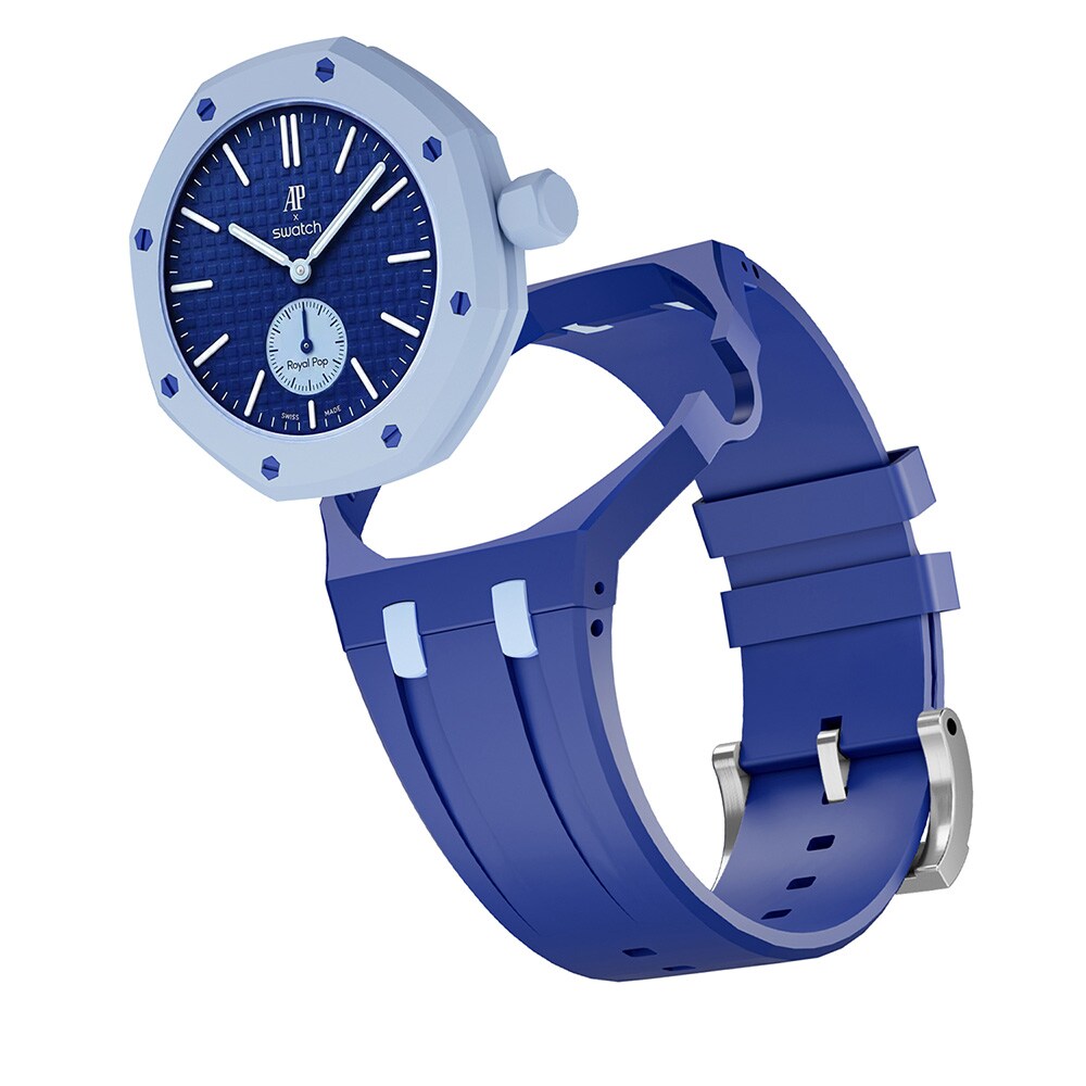 Silikonarmband och skyddskal till AP x Swatch Royal Pop 3 O'clock - Blå/Blå