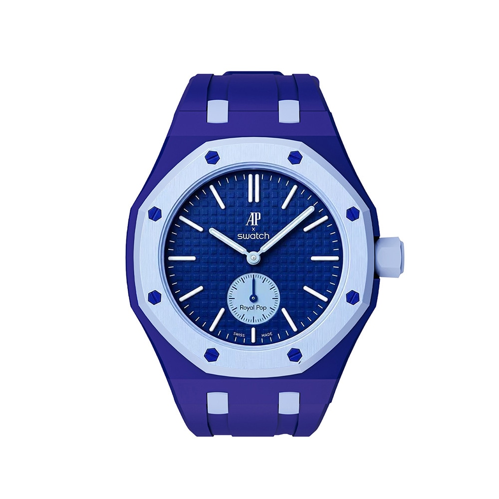Silikonarmband och skyddskal till AP x Swatch Royal Pop 3 O'clock - Blå/Blå