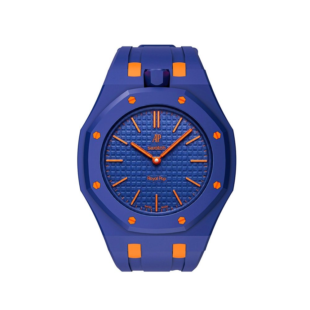 Silikonarmband och skyddskal till AP x Swatch Royal Pop 12 O'clock - Blå/orange