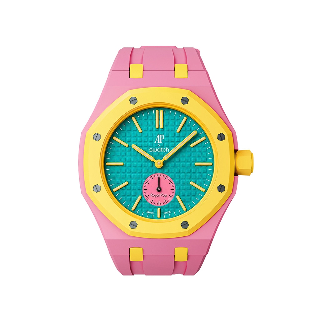 Silikonarmband och skyddskal till AP x Swatch Royal Pop 3 O'clock - Rosa/Gul