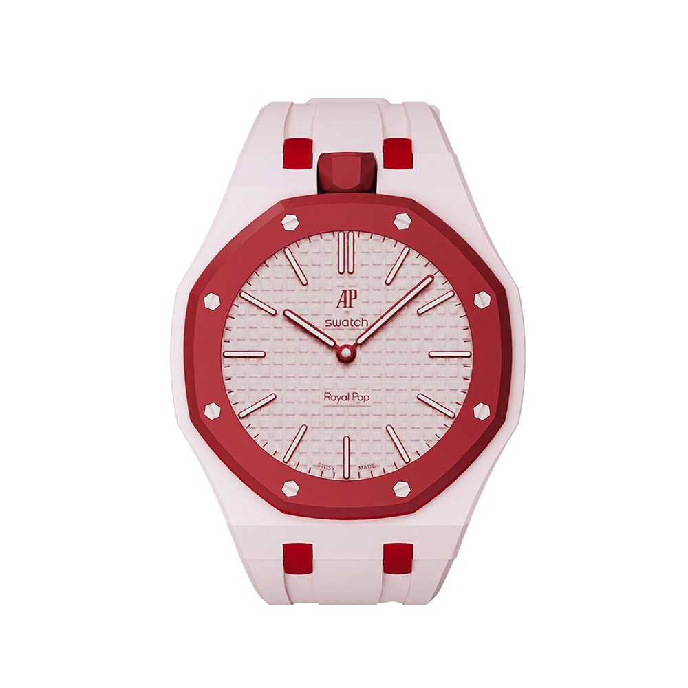 Silikonarmband och skyddskal till AP x Swatch Royal Pop 12 O'clock - Rose/Röd