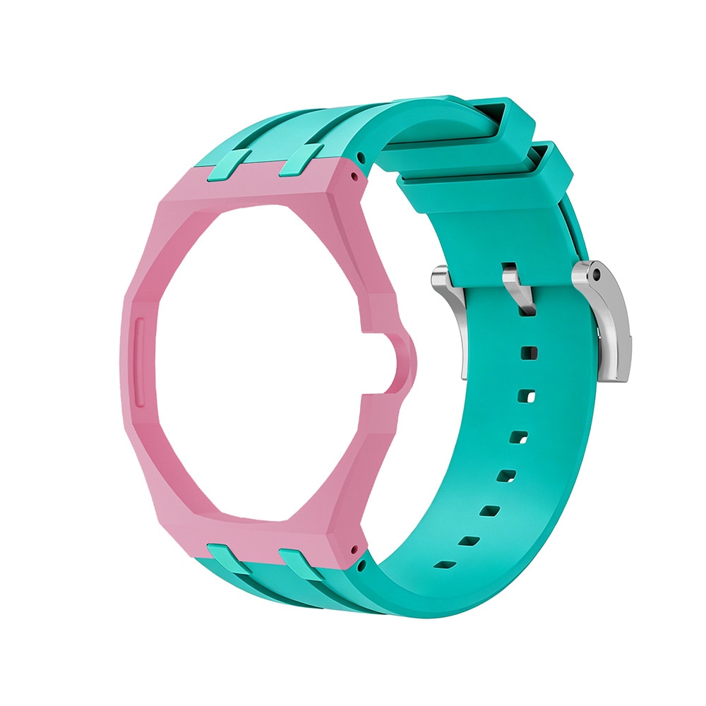 Silikonarmband och skyddskal till AP x Swatch Royal Pop 3 O'clock - Rosa/Grön