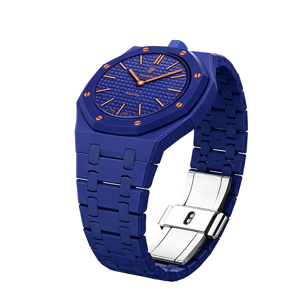 Biokeramiskt Armband och skyddskal till AP x Swatch Royal Pop 12 O'clock - Blå